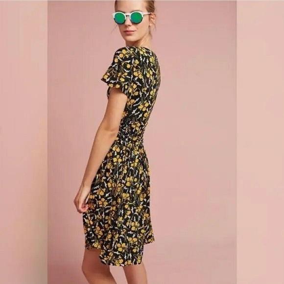 Anthropologie Dresses & Skirts - Floral Black and Yellow Dress